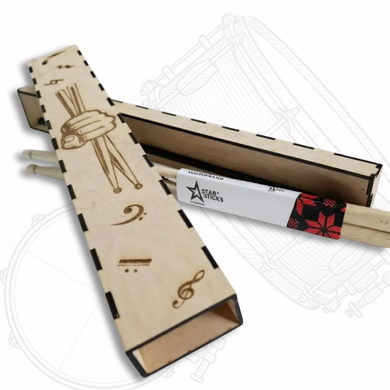 Подарунковий футляр для барабанних паличок StarSticks з принтом — стильна упаковка для справжнього барабанщика