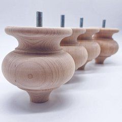 Меблеві ніжки дерев'яні з вільхи | Комплект з 4 шт | Висота - 90 мм Товщина - 90 мм