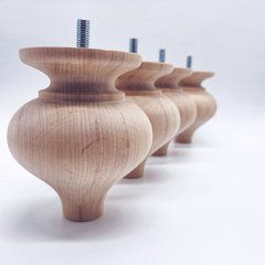 Меблеві ніжки дерев'яні з вільхи | Комплект з 4 шт | Висота - 100 мм Товщина - 90 мм