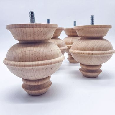 Brötchenfüße aus massiver Erle | Möbelbeine | Höhe: 100 mm | Modell МН-22